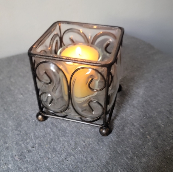 Vintage Home Interiors Leaded Iron Glass Candleholder Votive NIB - Picture 11 of 13